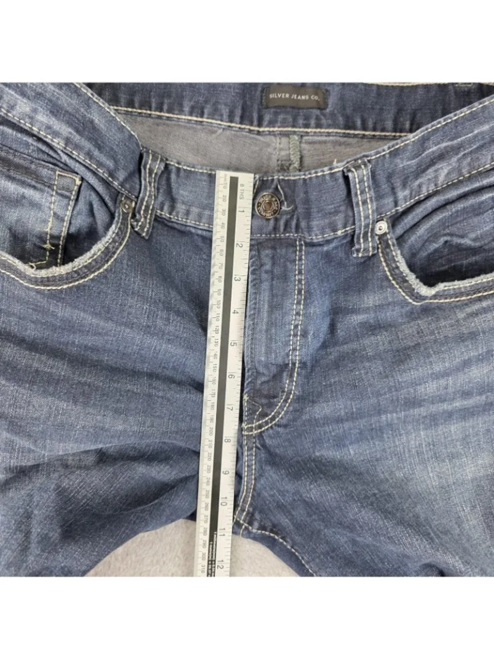 Silver Jeans Eddie Mens 38x32 Straight Medium Wash Stretch Denim Blue Jeans